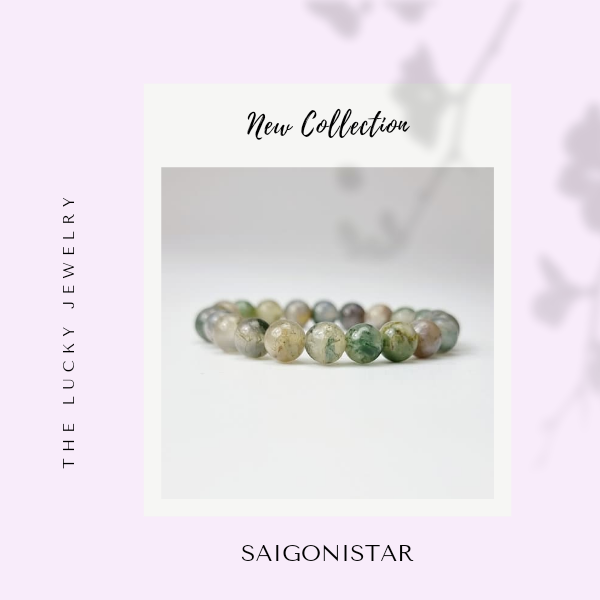 2109268 Trang sức phong thủy hộ mệnh vòng tay đá Thạch tủy Chalcedony thiên nhiên Saigonistar